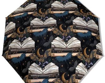 Book dragons at night Bookish Umbrella reader gift bookworm book dragon