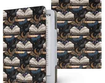 Book dragons at night bookish vegan leather PU cover for Kindle paperwhite 11th 12th gen wallet style e-reader case bookish case