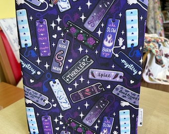 Tropes and genres purple bookmarks bookbestie book sleeve book jacket booksleeve padded and lined book protector