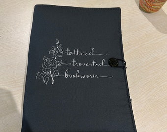 Tattooed bookish introvert bookbestie book sleeve padded and lined book protector **2 sizes** zip sold separately