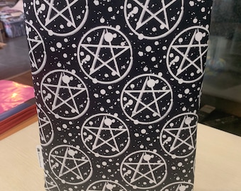 Black and white pentagram booksleeve book cover book pouch bookbestie book sleeve pattern may vary