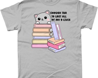 Enough tbr to last all of my 9 lives cat bookish t-shirt bookbestiesuk