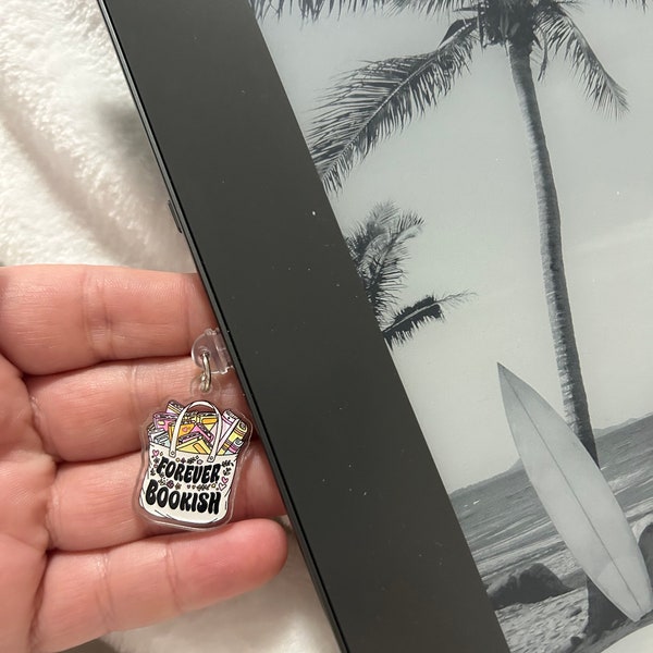 Forever bookish kindle phone charm