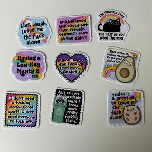 Mini sticker collection 9 funny sweary motivational  glossy sticker, sticker for kindle, kindle decal decoration