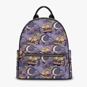 Gold sleeping dragon bookish backpack reader bag bookworm bookdragon vegan leather