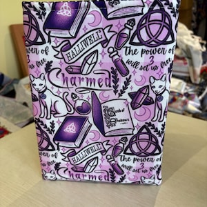 Lilac charmed bookish fabric book jacket book cover book pouch bookbestie book sleeve kindle sleeve zip sold separately