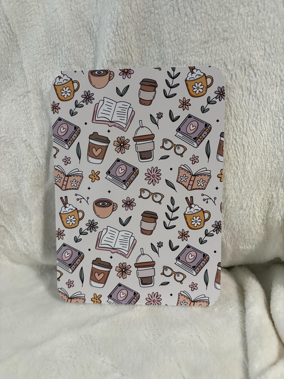 Books and Coffee Autumn Fall Kindle E Reader Insert Card for Clear Case ...