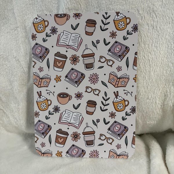 Books and coffee autumn fall kindle e reader insert card for clear case, kindle accessory, paperwhite, oasis, scribe 10th 11th 12th gen
