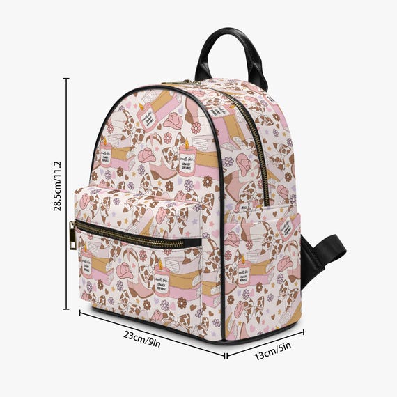 backpacks vegan leather THREE BOX Dual Strap Backpack This elegant vegan backpack boasts a unique rectangular base that seamlessly transitions into a circular shape Cowboy Romance Bookish Vegan Leather