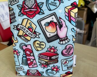 Capa de livro estilo tatuagem obscena de livro bookbestie, capa de livro, capa de livro, acolchoada e forrada, protetor de livro