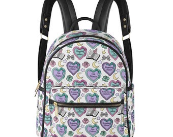 Romantasy hearts Fantasy reader vegan leather bookish backpack handbag dark romance design