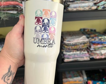 Umbra Mortis Era crescent city Sarah j Maas  officially licensed  bookish 30oz tumbler beige cup with handle and built in straw