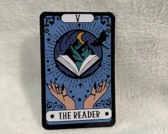 The reader trope reader tarot card style glossy sticker bookish book lover reader sticker for kindle, kindle decal decoration smutty
