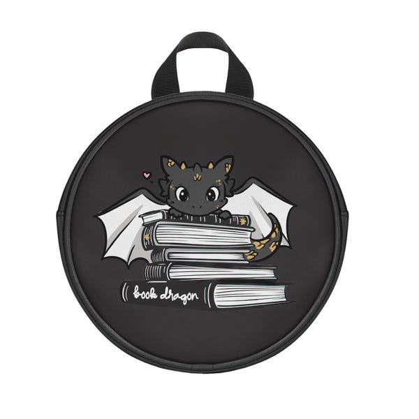 Book dragon bookish cross body handbag circle bag vegan leather