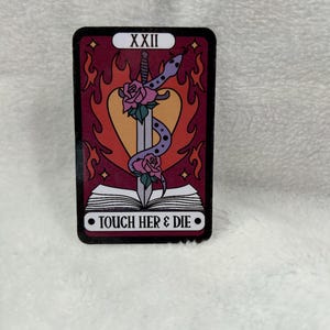 Touch her and die Trope Kartenleser Tarot Karten-Stil glänzend Aufkleber Bücherwurm Buchliebhaber Leser-Aufkleber für kindle, kindle Abziehbild Dekoration smutty