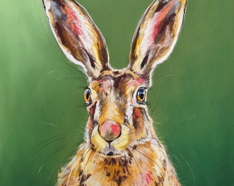 Original Art, Hare Painting, Pastel Drawing, Animal Wall Art, Wildlife Art, Signed