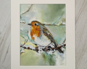 Original Art, Bird Painting, Robin Portrait, Pastel on Pastelmat, Pastel Drawing, Wildlife Painting, Animal Wall Art, Signed