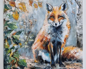 Red Fox Painting, Fox Portrait Painting, Wildlife Oil Painting, Fox Wall Art, Fox Home Decor, Unique Wildlife Gift, Animal Lover Gift