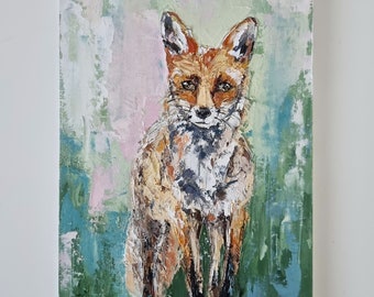 Original Art, Fox Painting, Oil on Canvas Panel, Wildlife Painting, Forest Animal Wall Art, Signed