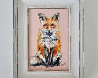 Peinture de renard roux, peinture de portrait de renard, peinture à l'huile de faune, art mural de renard, décoration d'intérieur encadrée de renard, cadeau unique de faune, cadeau d'amoureux des animaux