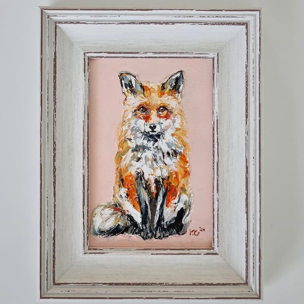 Red Fox Painting, Fox Portrait Painting, Wildlife Oil Painting, Fox Wall Art, Fox Framed Home Decor, Unique Wildlife Gift, Animal Lover Gift