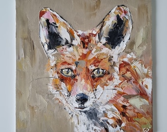 Original Art, Fox Painting, Oil on Canvas Panel, Wildlife Painting, Forest Animal Wall Art, Signed