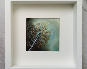 Original Pastel Art, Mini Landscape Painting, Tree Pastel Drawing, Abstract Wall Art, Signed, Framed, Ready to Hang