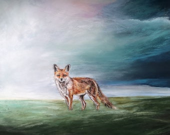 Arte original, retrato de raposa, pintura pastel, arte de parede de animais, arte da vida selvagem, assinado, 30x40cm