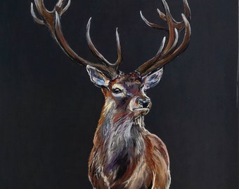 Original Art, Deer Painting, Pastel Drawing, Animal Wall Art, Wildlife, Signed