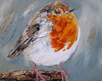 鶏。超リアルなオリジナル絵画 6 x 6 インチ キャンバスに油彩 額入り