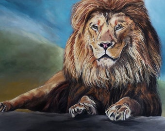 Original Art, Lion Painting, Pastel Drawing, Animal Wall Art, Wildlife Art, Signed