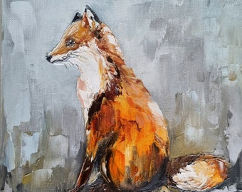 Red Fox Painting, Fox Portrait Painting, Wildlife Oil Painting, Fox Wall Art, Fox Home Decor, Unique Wildlife Gift, Animal Lover Gift