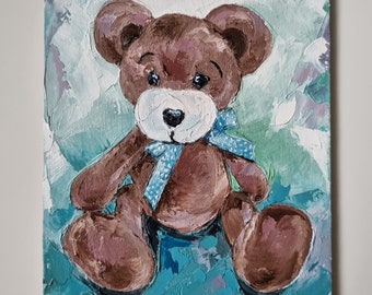 絵画「テディベア」/アートコレクション/油絵/絵画/手作り/絵画