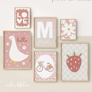 Juego de 6 impresiones de pared de galería personalizadas para habitación de niñas, pósteres de decoración de dormitorio con flores, para adolescentes y preadolescentes