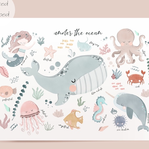 PRINTABLE Under the Sea Wall Art Ocean Nursery Print Sea | Etsy