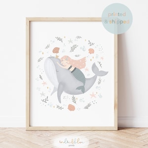 Mermaid and Whale Print, Under the Ocean Nursery Print, Girl Nursery Decor, Sea Nursery Decor, Quote Print, Ocean Nursery, Kids Wall Art