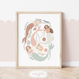 Mermaids Print, UNFRAMED Under the Sea Nursery Print, Girl Nursery Decor, Sea Nursery Decor, Quote Print, Ocean Nursery, Kids Wall Art