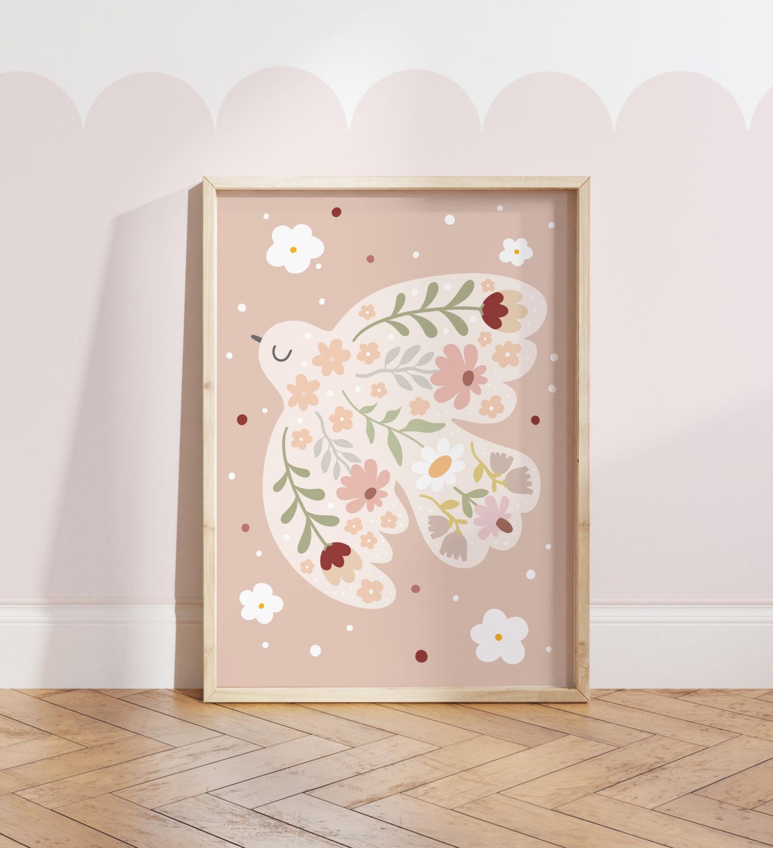 Set of 6 Girls Dusty Pink and Sage Green Gallery Wall Prints, Poster ...