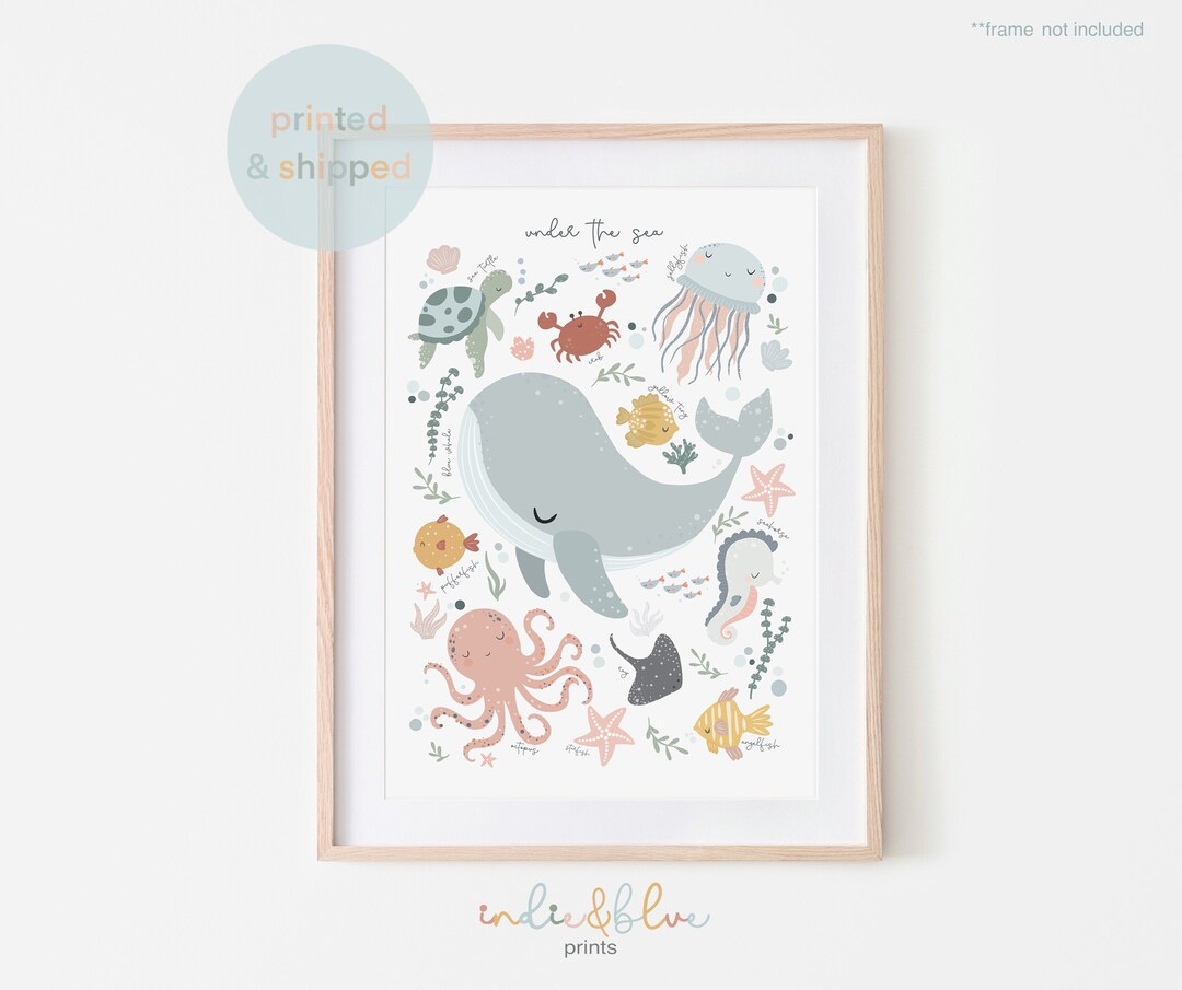 Sea Animals Print, Under the Ocean Print, Sea Nursery Nursery Decor ...