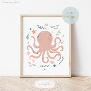 Octopus Print, Sea Animals Nursery Print, Sea Nursery, Ocean Nursery, Playroom Prints, Kids Wall Art