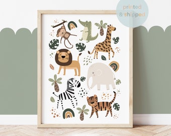 Jungle Animals Print, Safari Animals Print, Scandi Nursery Decor, Boy Nursery Decor, Playroom Prints, Scandi Kids Art