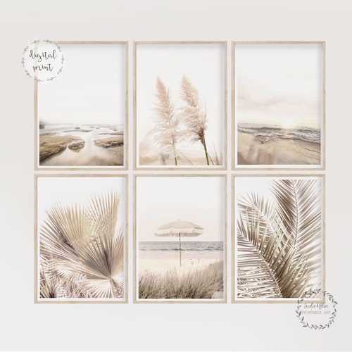 Boho Beach Prints Beach Gallery Wall Set of 6 Prints Etsy