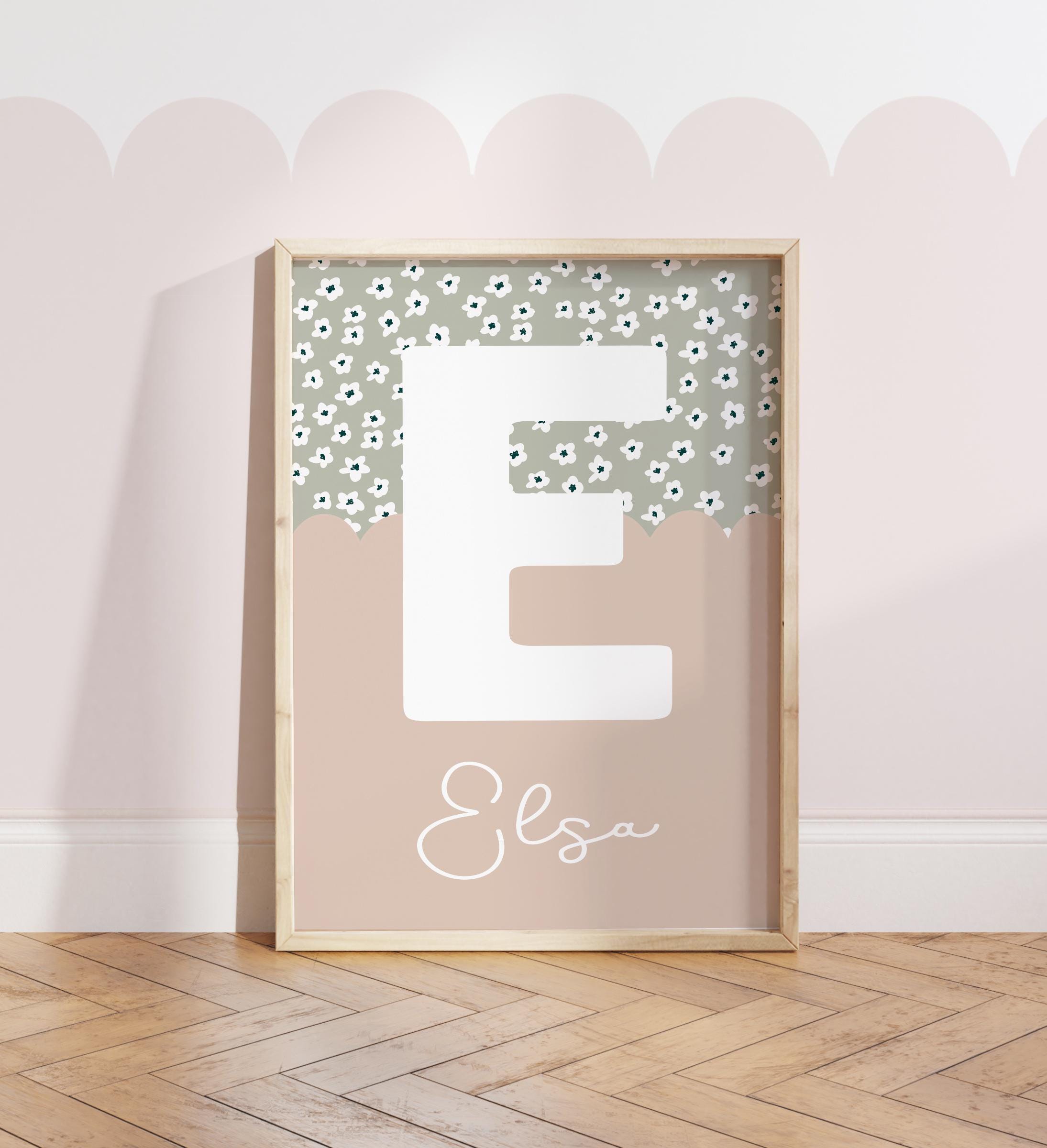 Set of 6 Girls Dusty Pink and Sage Green Gallery Wall Prints, Poster ...