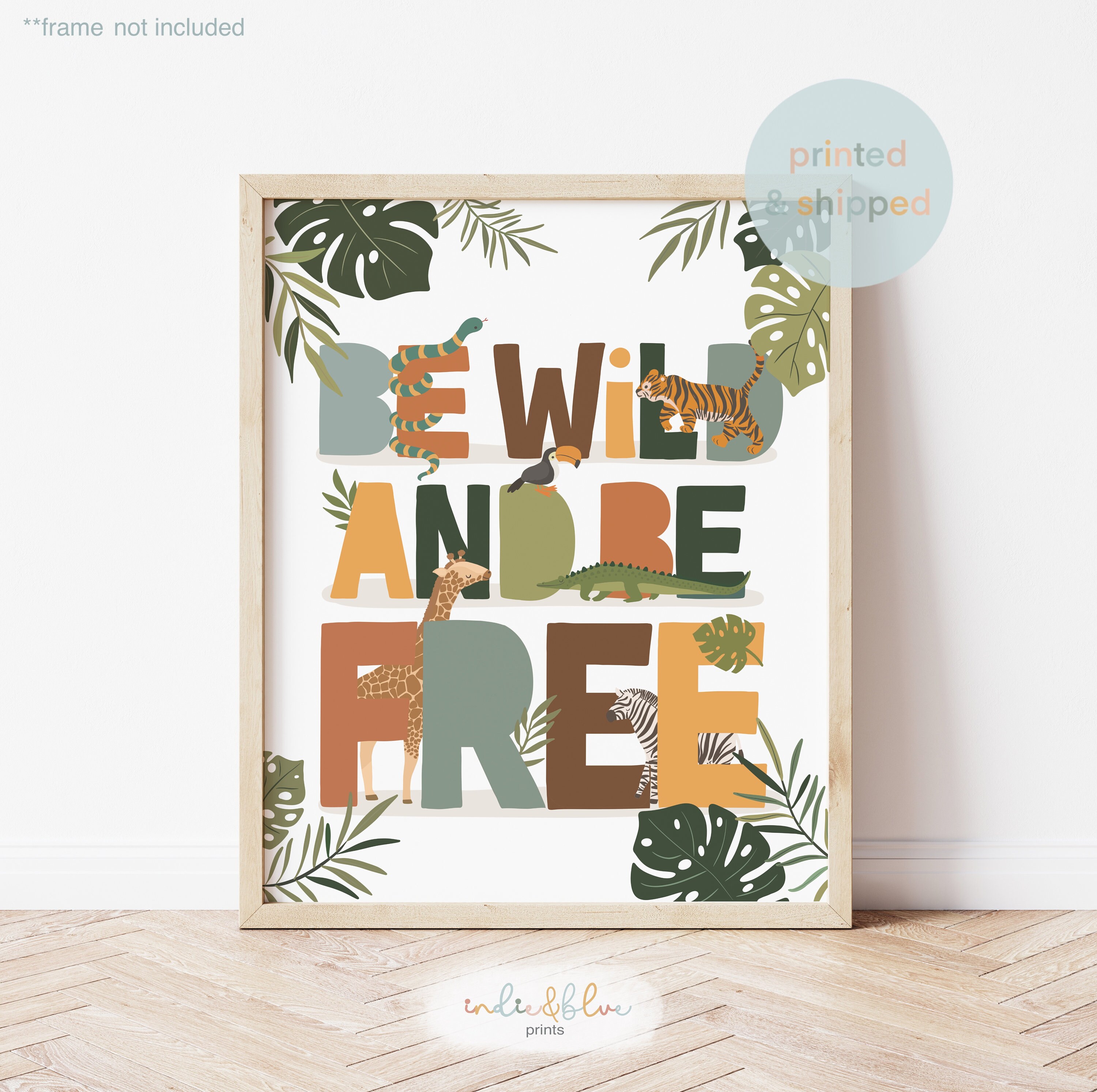 Be Wild Be Free Print, Safari Animals Print, Jungle Nursery Print, Scandi Nursery Decor, Boy Nursery Decor, Playroom Prints, Scandi Kids Art