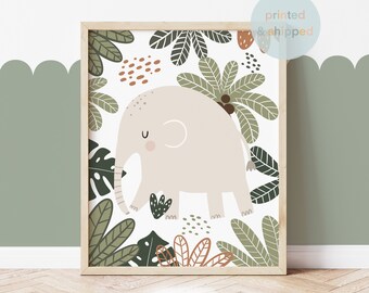 Elephant Print, Jungle Animals Nursery Print, Safari Animal Print, Scandi Nursery Decor, Boy Nursery Decor, Playroom Prints, Scandi Kids Art