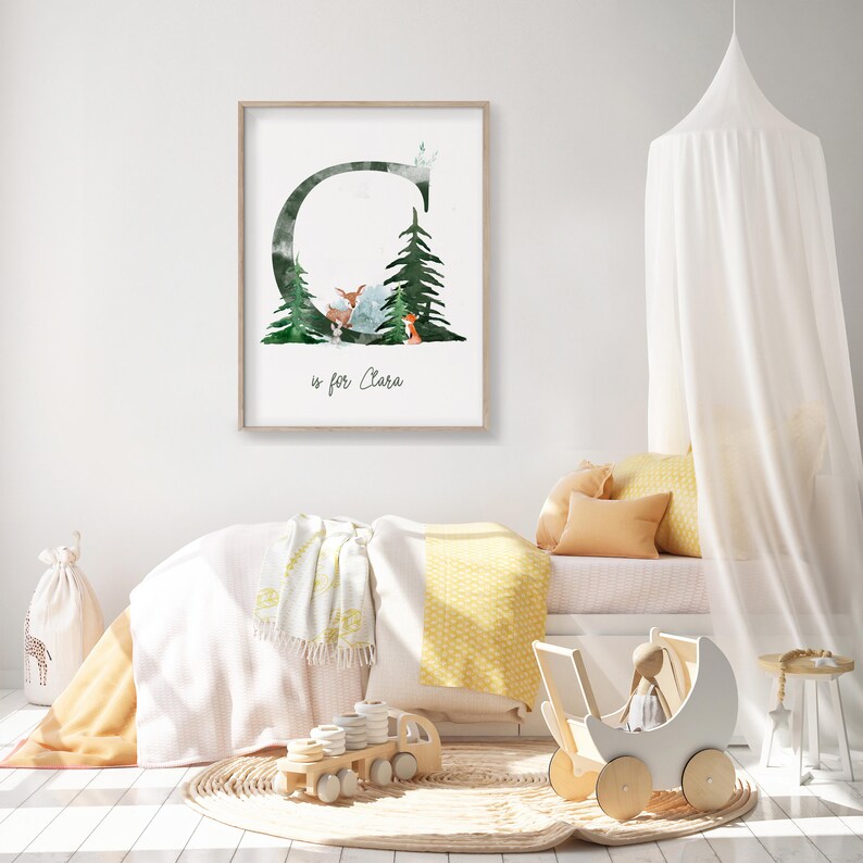 Woodland Nursery Digital Print Personalized Kids Print Etsy