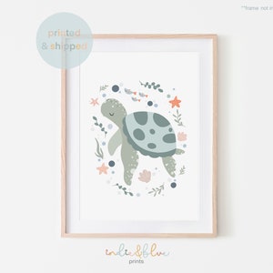 Sea Turtle Print, Sea Nursery Print, Under The Ocean Nursery, Sea Animals Print, Playroom Prints, Kids Wall Art zdjęcie 2