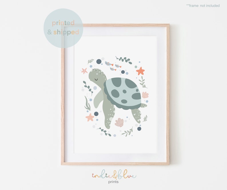 Sea Turtle Print, Sea Nursery Print, Under The Ocean Nursery, Sea Animals Print, Playroom Prints, Kids Wall Art zdjęcie 2