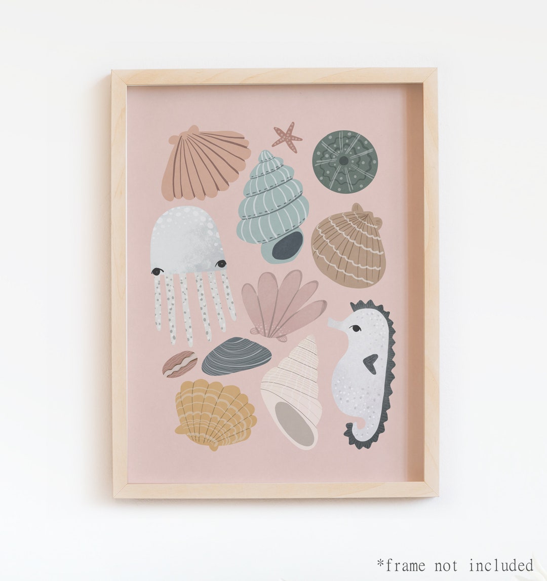 Shell Printing Eyfs Sea Shells Print, Animals Print, Nautical Nursery Print, Girl Nursery ...