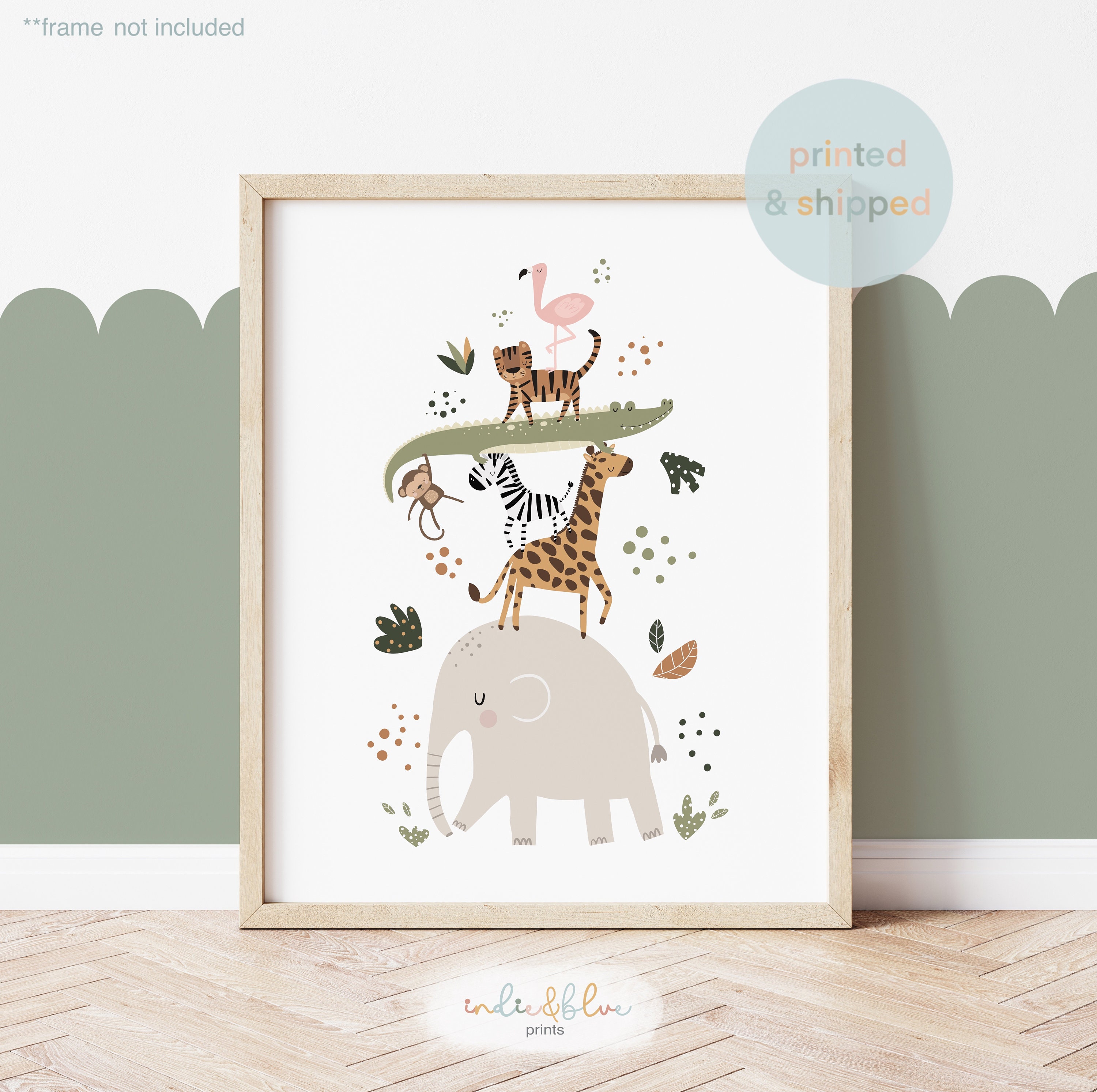Jungle Animal Stack, Safari Animals Print, Scandi Nursery Decor, Boy ...